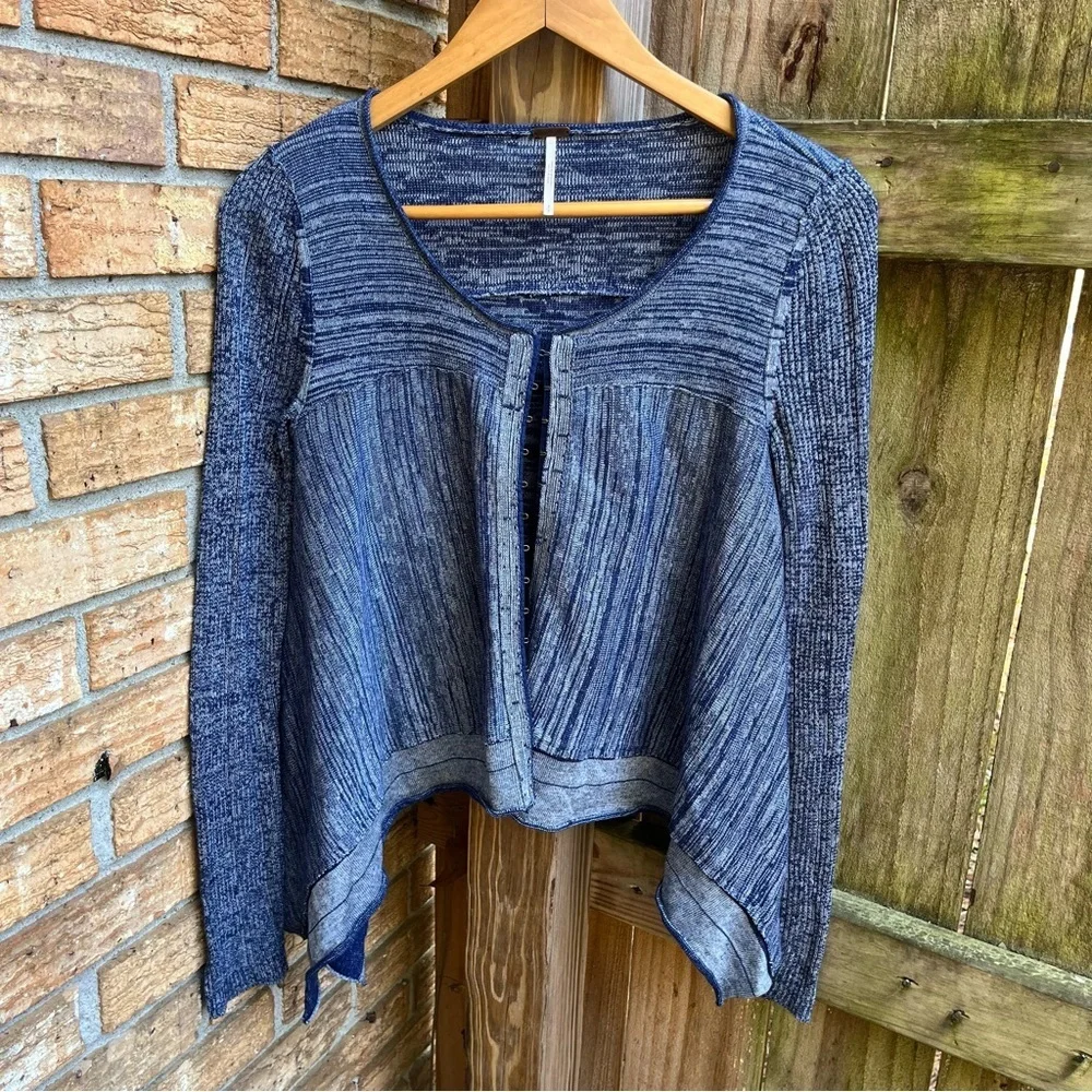Free People Navy Blue Open-Front Cardigan